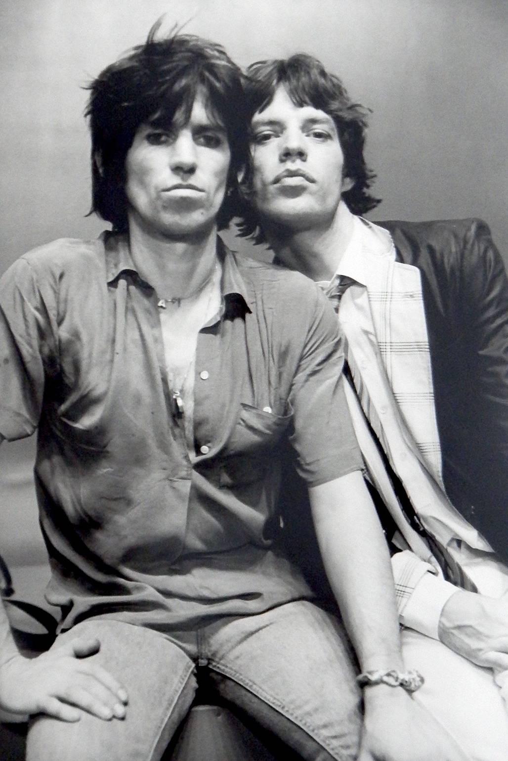 Michael Putland Black and White Photograph - Mick Jagger and Keith Richards