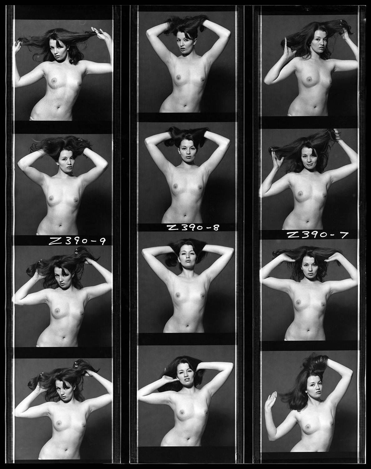 Brian Duffy Black and White Photograph - Christine Keeler - 1963 - Contact Sheet - Nude Sitting