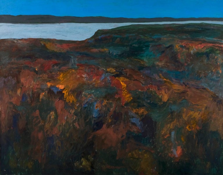 Alan Gussow Landscape Painting - Abstract Painting, along Hudson River, 1962
