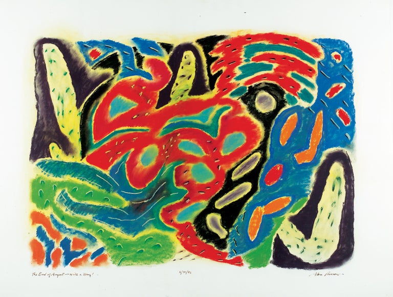 Alan Gussow Abstract Drawing - The End of August - with a Bang!