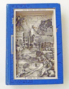 New York to Chicago - Livre sculpté contemporain : Média mixte encadré