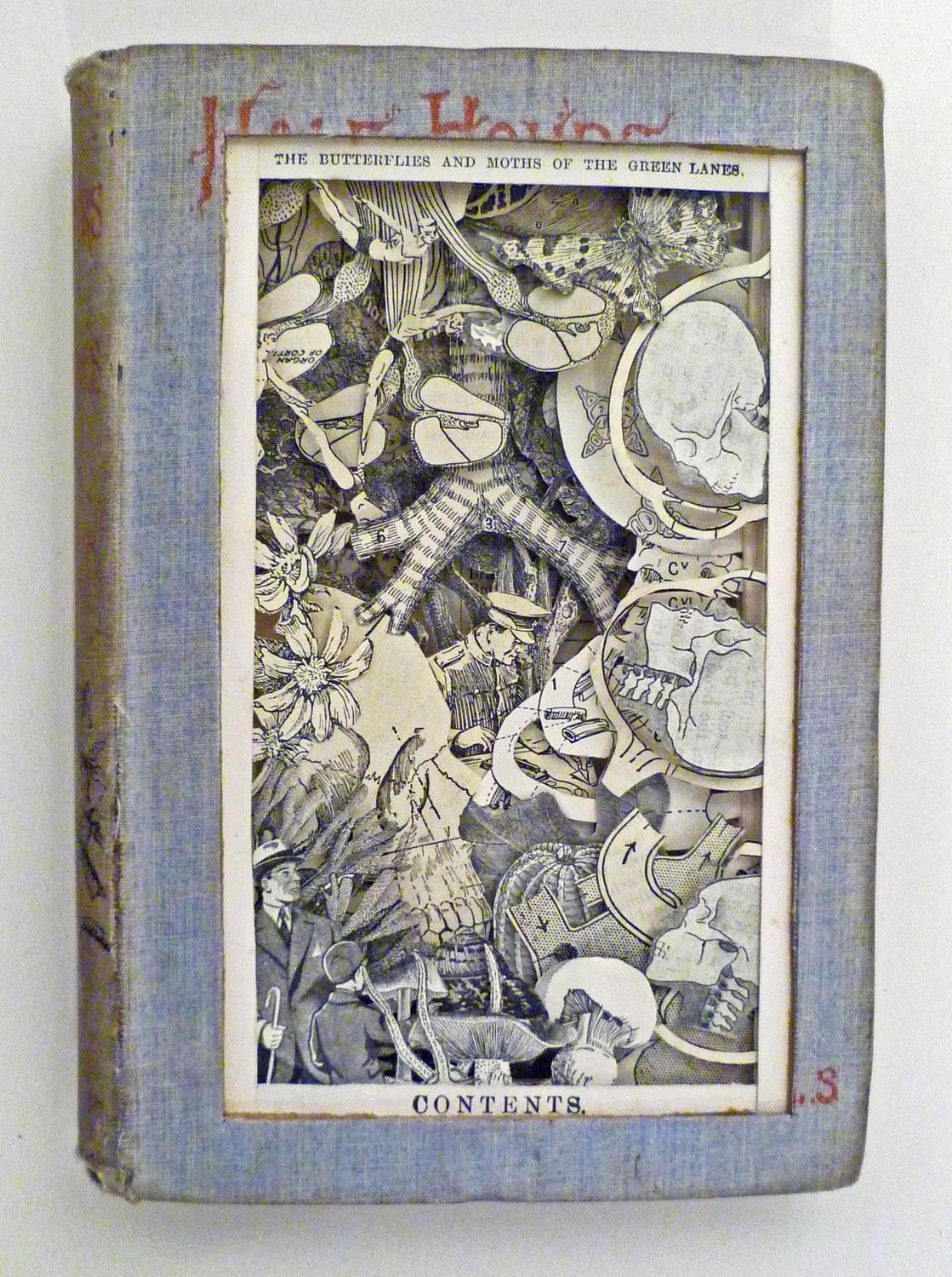 Metamorphoses - contemporary grey mixed media sculpted book 