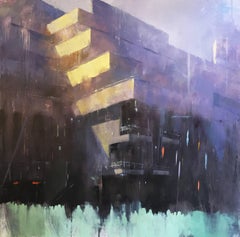 The National Theatre -contemporary cityscape architecture painting oil on canvas