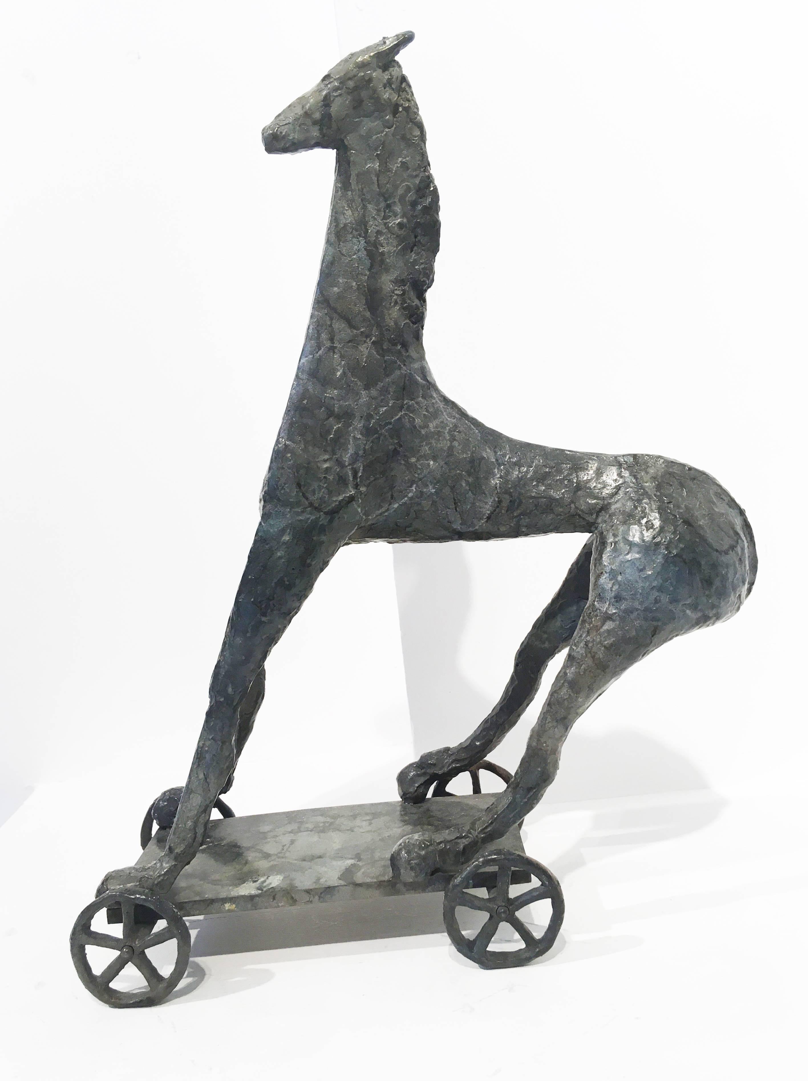 Greek Default - Zeitgenössische figurative Pferdeskulptur aus Bronze