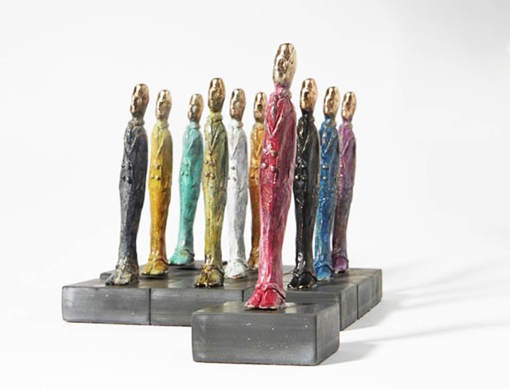 Sara Ingleby-Mackenzie Figurative Sculpture - Corporate Body -contemporary figurative bronze sculpture 