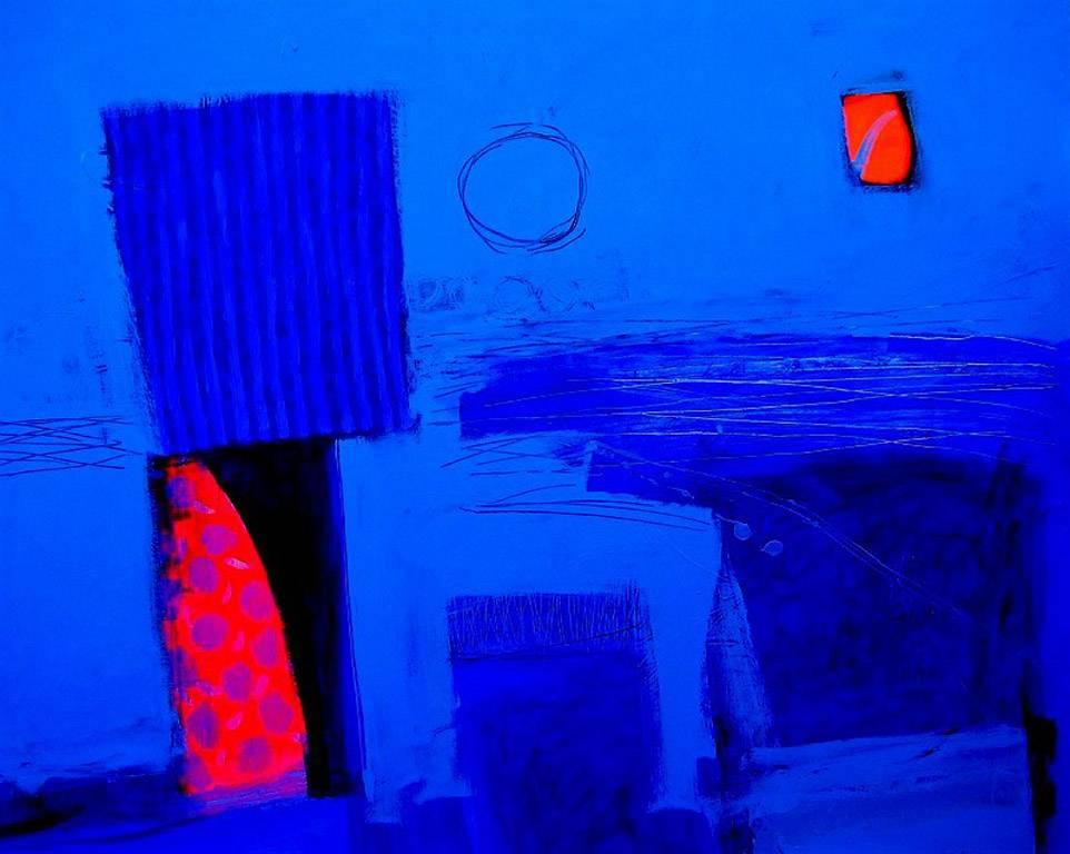 Brian Bartlett Abstract Painting - Bay - contemporary bright blue abstract minimalist acrylic painting