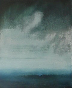 Haunting Shapes - contemporary abstract blue and grey surf seascape oil canvas