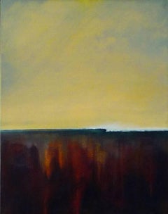 Hash-R  -contemporary abstract yellow and brown surf seascape oil on canvas