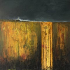Yellow Amber -contemporary abstract yellow and black surf seascape oil on canvas