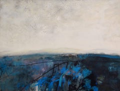 Cleave Tor  -contemporary abstract grey and blue oil on canvas 