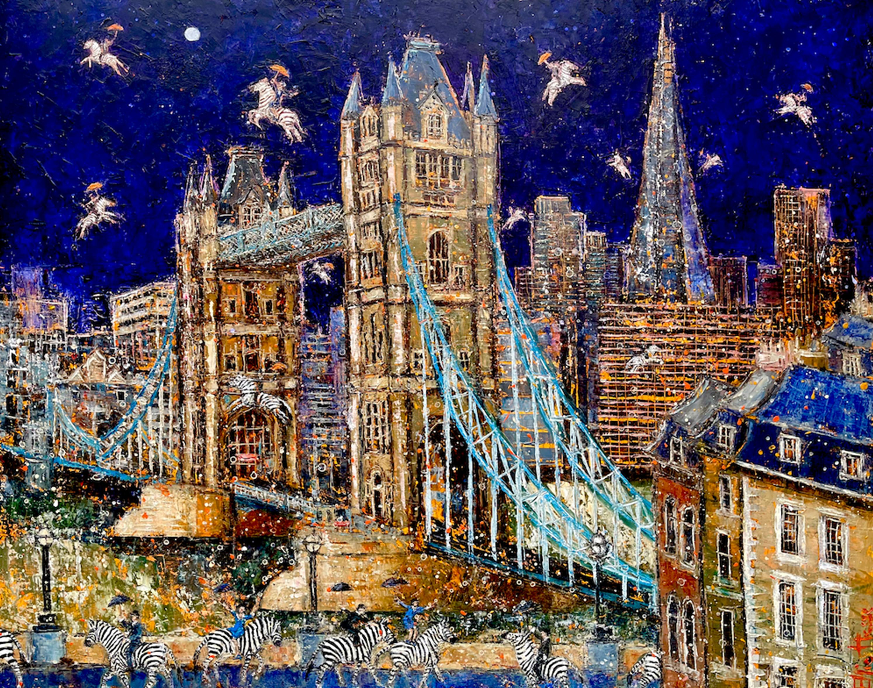 Ellie Hesse Landscape Painting - Flying High, Tower Bridge