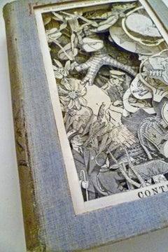 Metamorphoses - contemporary grey mixed media sculpted book