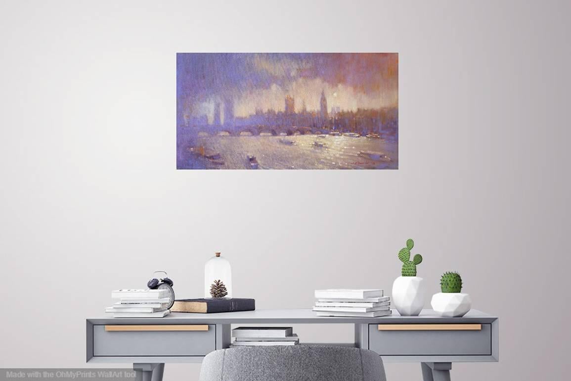 Westminster from the Thames - Painting by David Hinchcliffe