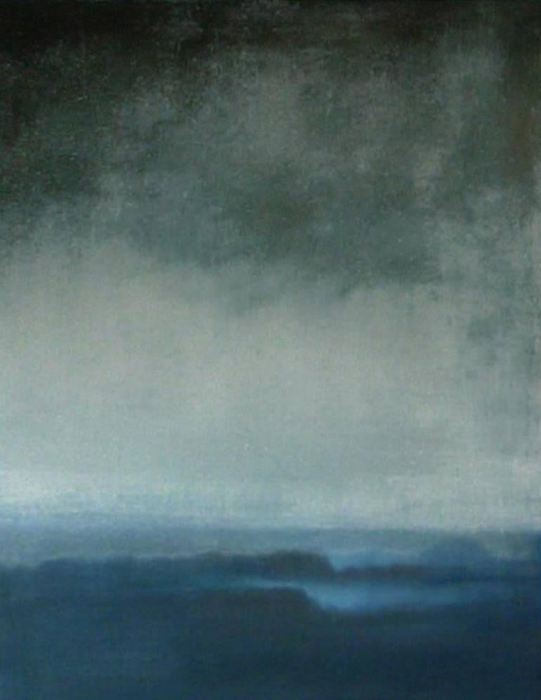 Turning Unease - contemporary abstract blue and grey surf seascape oil canvas