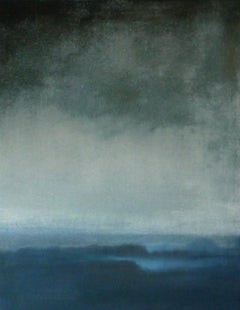 Turning Unease - contemporary abstract blue and grey surf seascape oil canvas