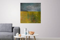 Greenball – R -contemporary abstract green and grey surf seascape oil on canvas