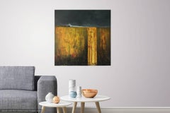 Yellow Amber -contemporary abstract yellow and black surf seascape oil on canvas