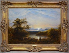 The Ford - Large 19th Century Oil Painting - John Linnell - Victorian Landscape