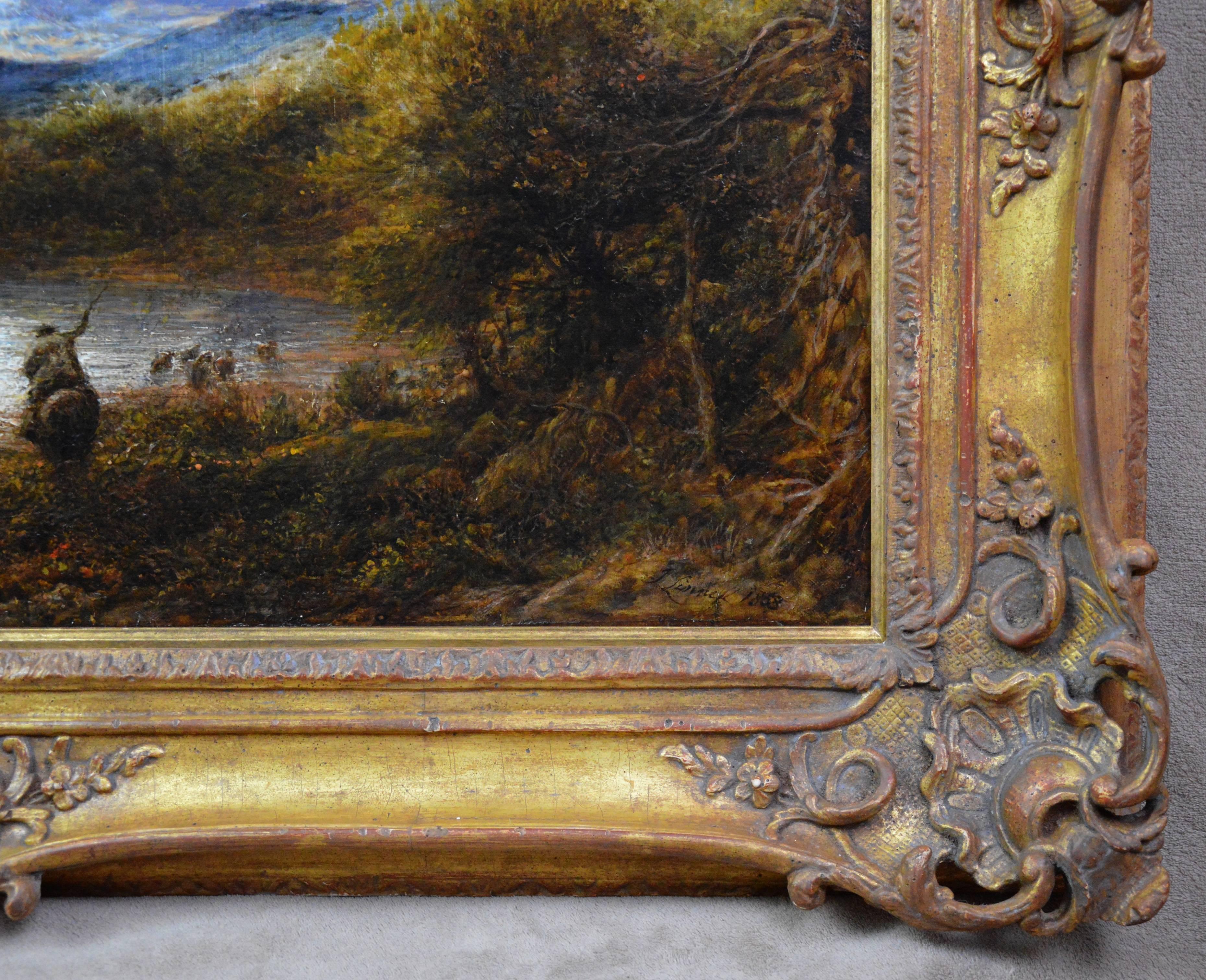 The Ford - Large 19th Century Oil Painting - John Linnell - Victorian Landscape 3