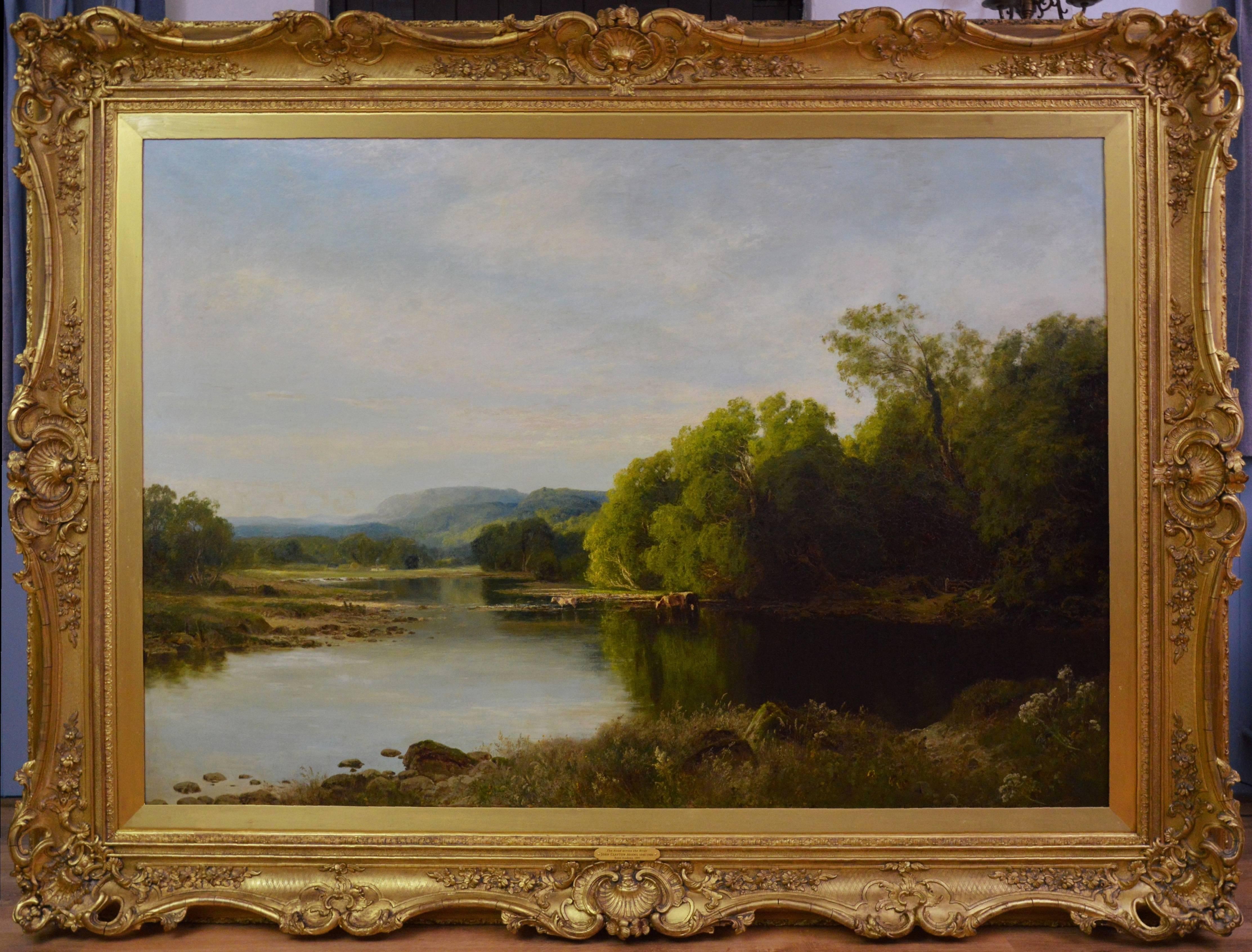 John Clayton Adams Landscape Painting - The Road Across the River - Exhibited at the Royal Academy in 1899