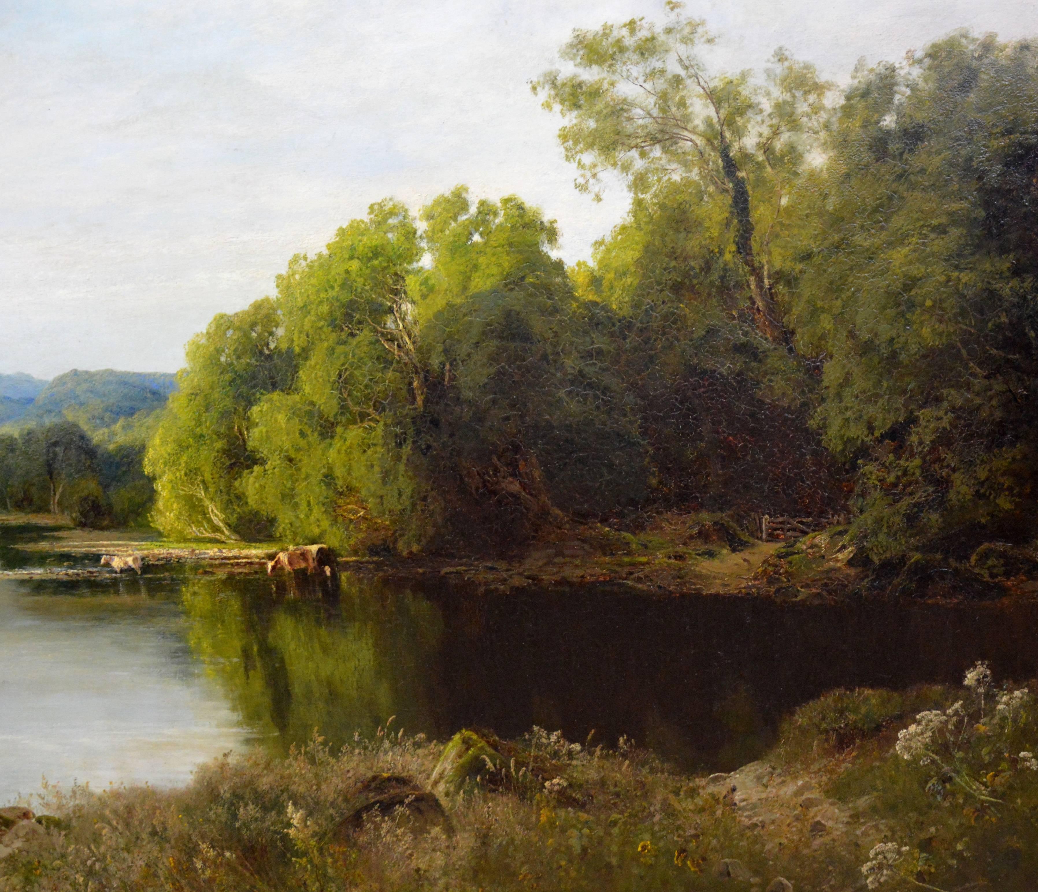 The Road Across the River - Exhibited at the Royal Academy in 1899 - Victorian Painting by John Clayton Adams