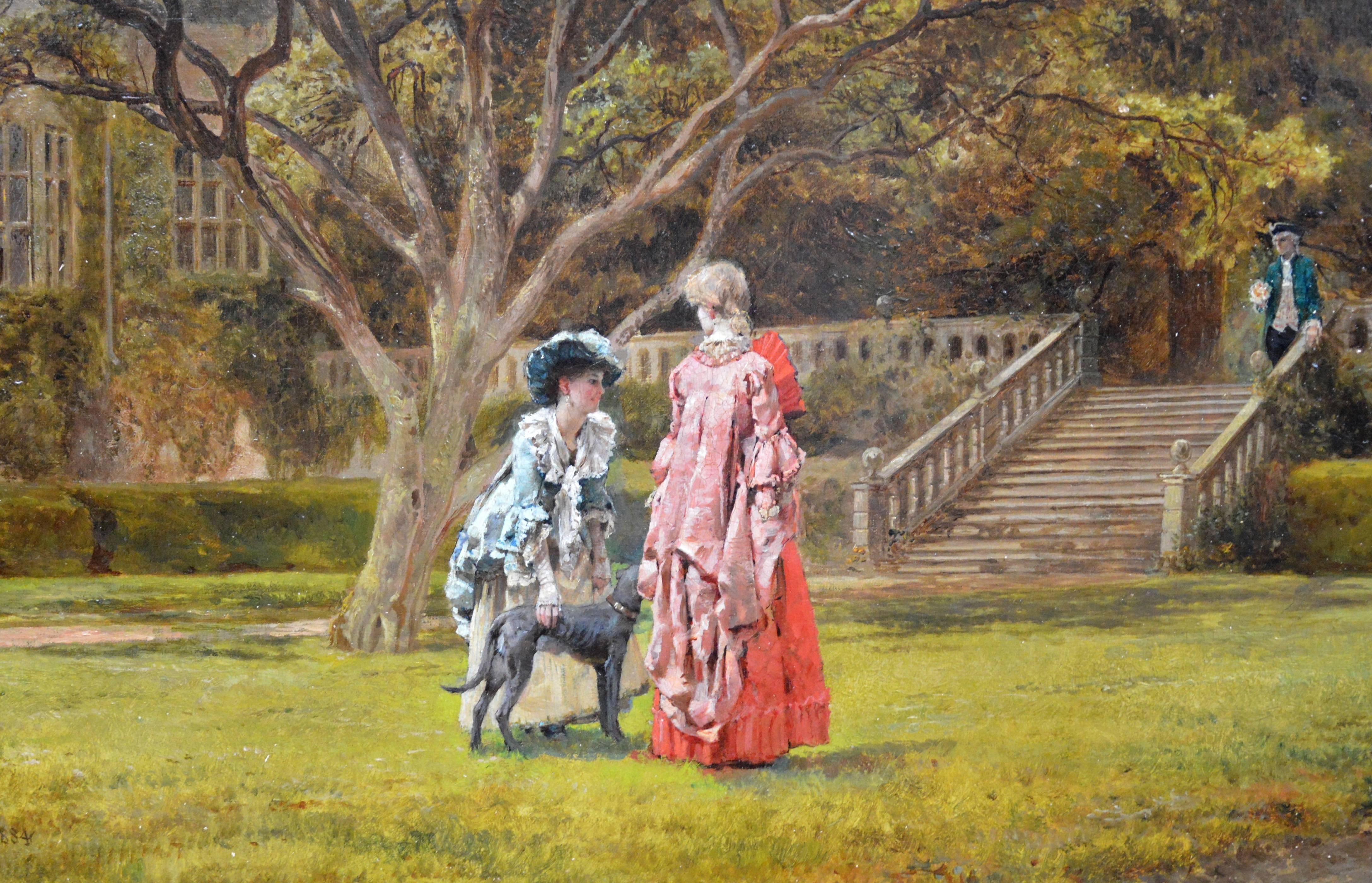The Terrace, Haddon Hall, Derbyshire - Victorian Painting by Robert Gallon