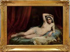 Une Odalisque - Französisches orientalisches Nude-Ölgemälde des 19. Jahrhunderts - Harem Girl