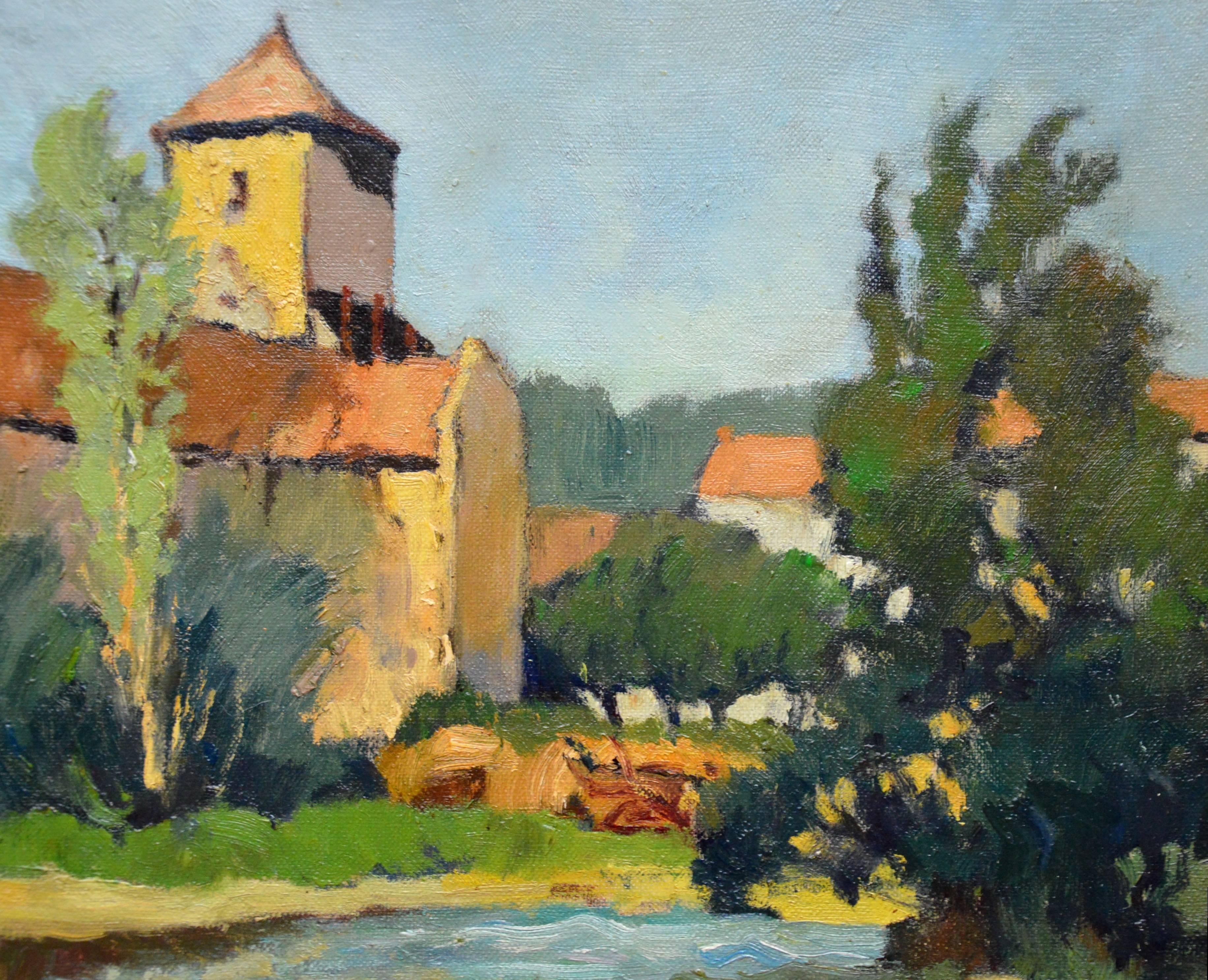 Saint-Macoux sur la Charente - French Post Impressionist Oil Painting - 1950 3