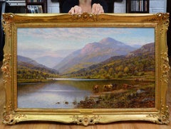 Scottish Landscape with Highland Cattle - 19th Century Oil Painting - Glendening