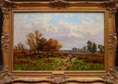 Antique Near Stratford on Avon - 19th Century English Landscape Oil Painting 