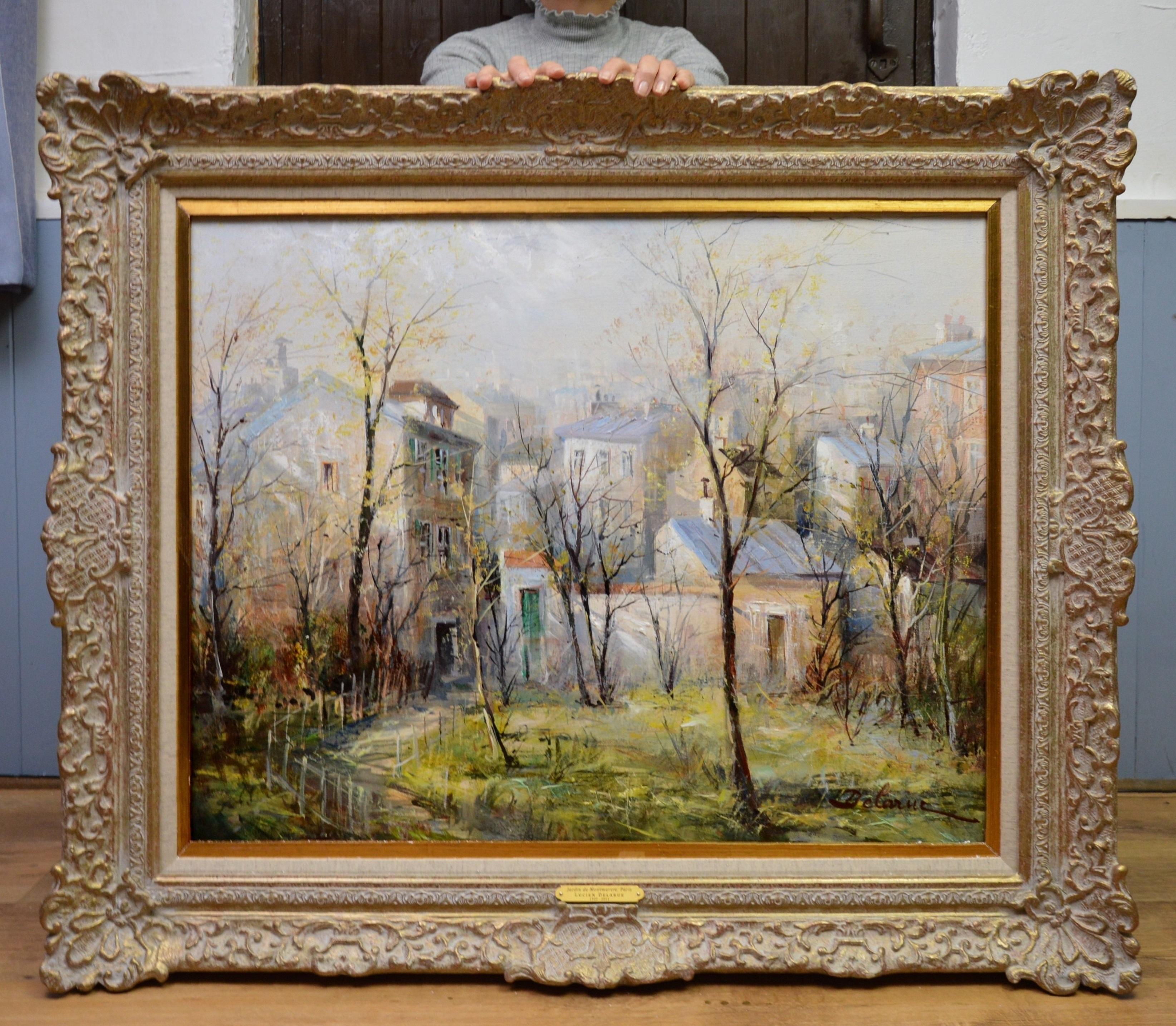 Lucien Delarue Landscape Painting - Jardin de Montmartre - French Post Impressionist Landscape Old Montmartre Paris
