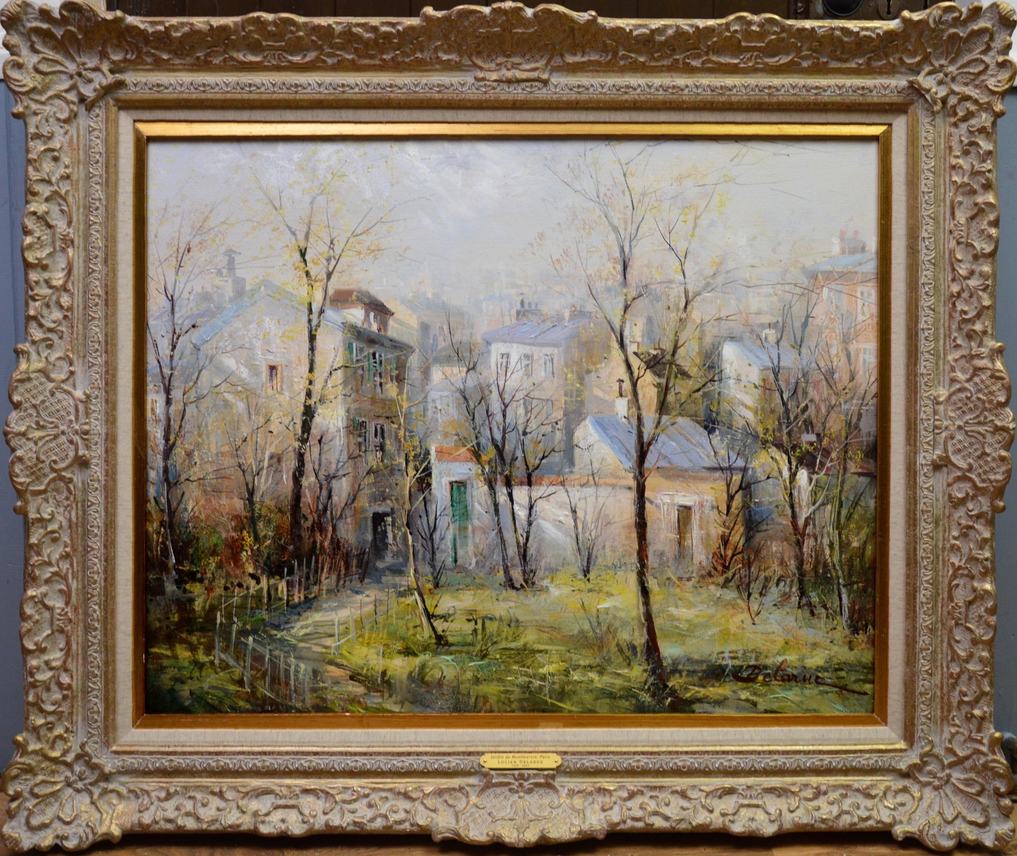 Jardin de Montmartre - French Post Impressionist Landscape Old Montmartre Paris - Painting by Lucien Delarue