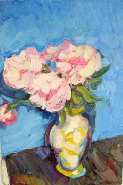 Peonies Against Pale Blue