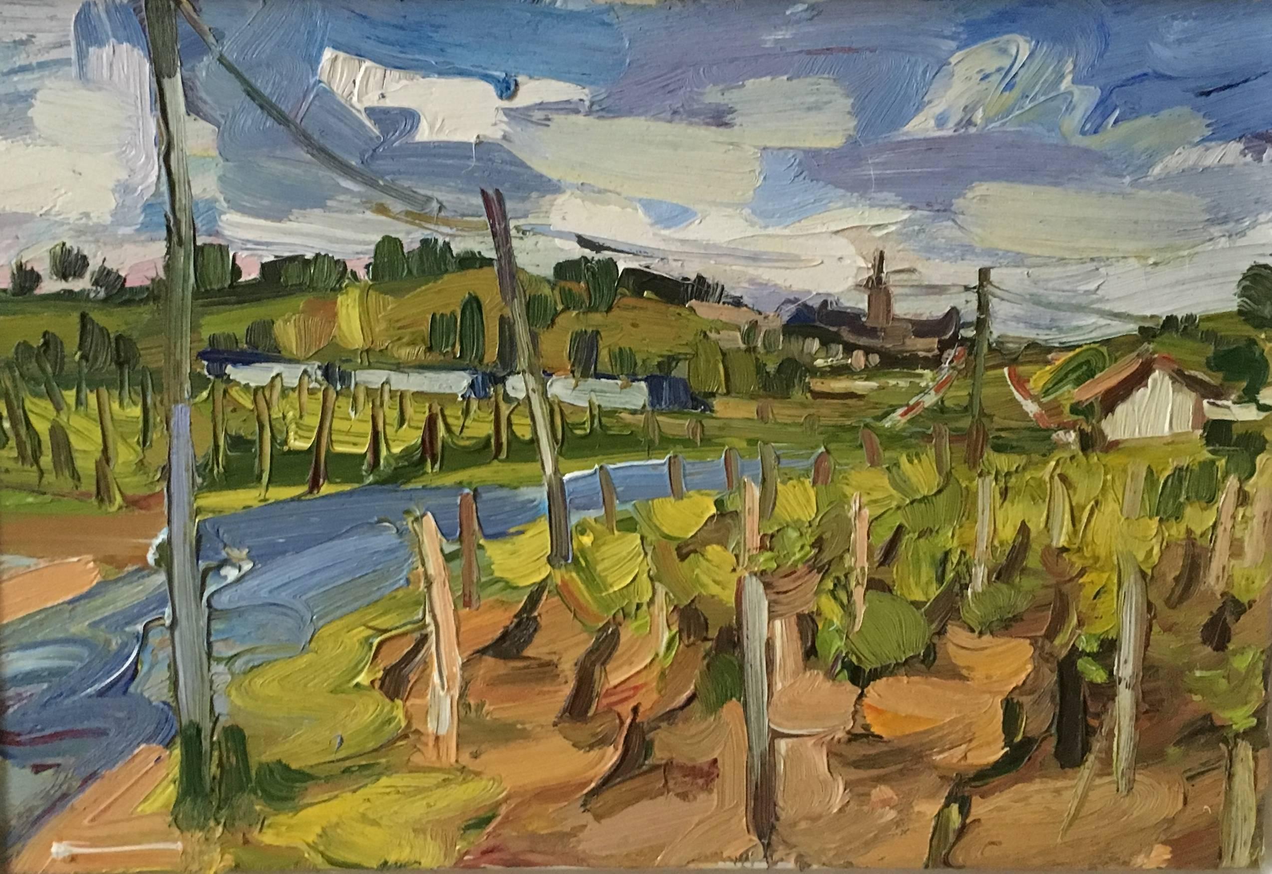 The Bordeaux train passing Saint-Emilion Edward Beale French Landscape oil/panel