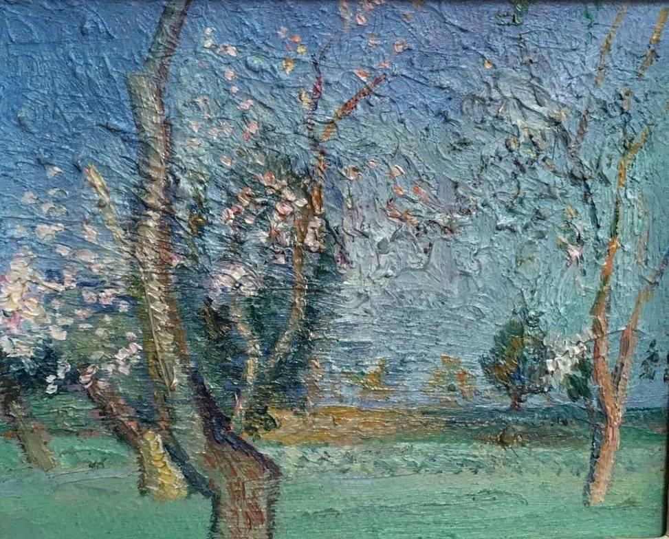 Emilio Varela Landscape Painting - Almond tree, Spanish impresssionist style