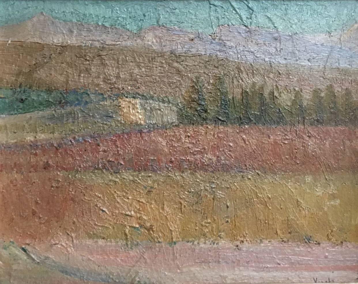 Emilio Varela Landscape Painting - Campo de trigo, Spanish impressionist style