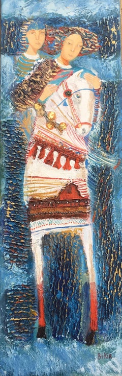 The white horse, collage, oil on canvas