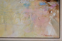 "Silent Shore" – Paesaggio costiero contemporaneo e poetico, tecnica mista, 80x80 cm.