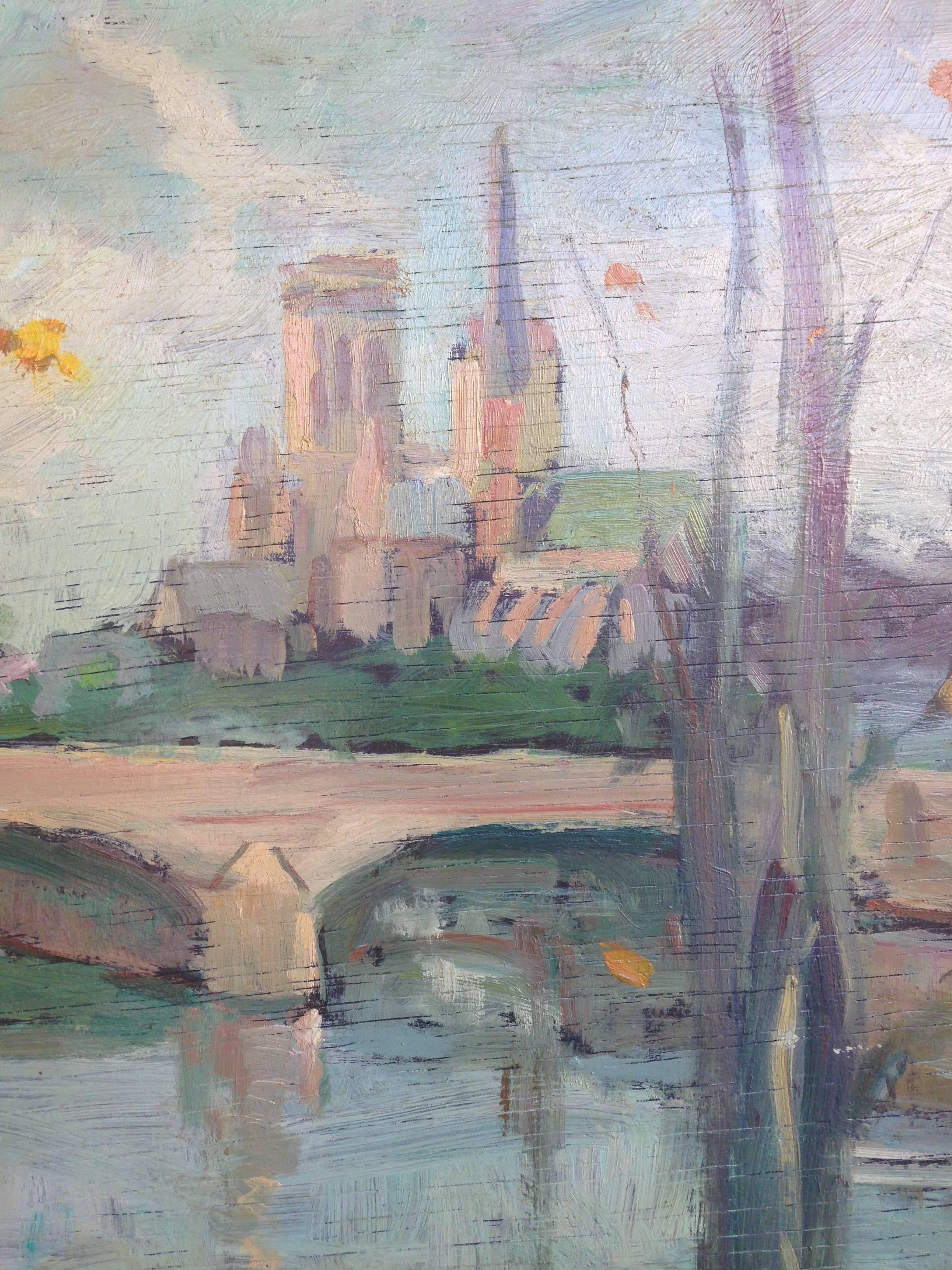 Notre Dame, Paris - Impressionist Painting by Unknown