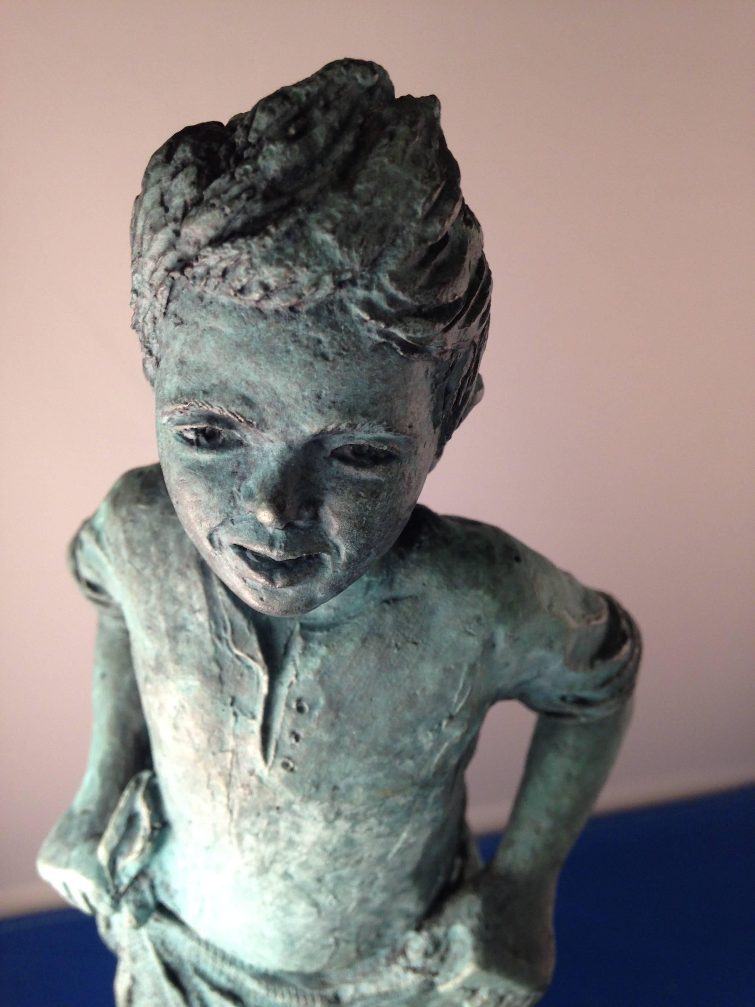 Bronze sculpture:  lost wax method.
Patinated bronze.
Base: patinated iron.
Original work  n. 1/7
Edition : 7 + 3 A.P.
Year: 2016
Love for the children of Lola Catala is something essential,
As proof, all of his work drawings, watercolors,