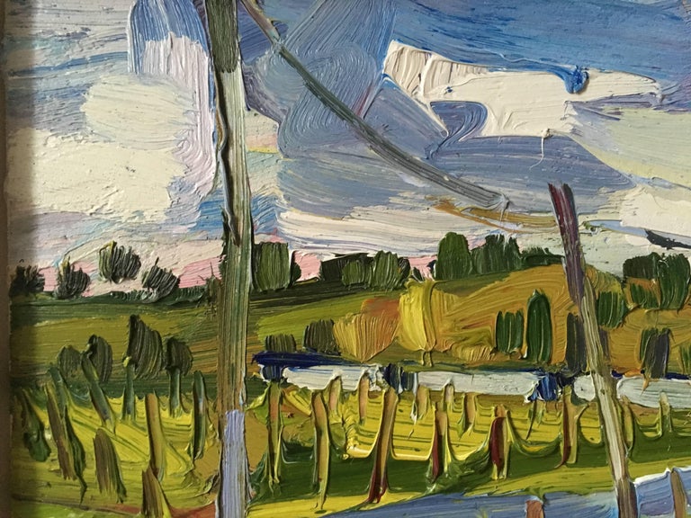 The Bordeaux train passing Saint-Emilion Edward Beale French Landscape oil/panel For Sale 1