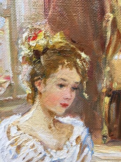 The Artist's Studio Canvas Oil Paining Serguey Marchenko Young Girl In Room