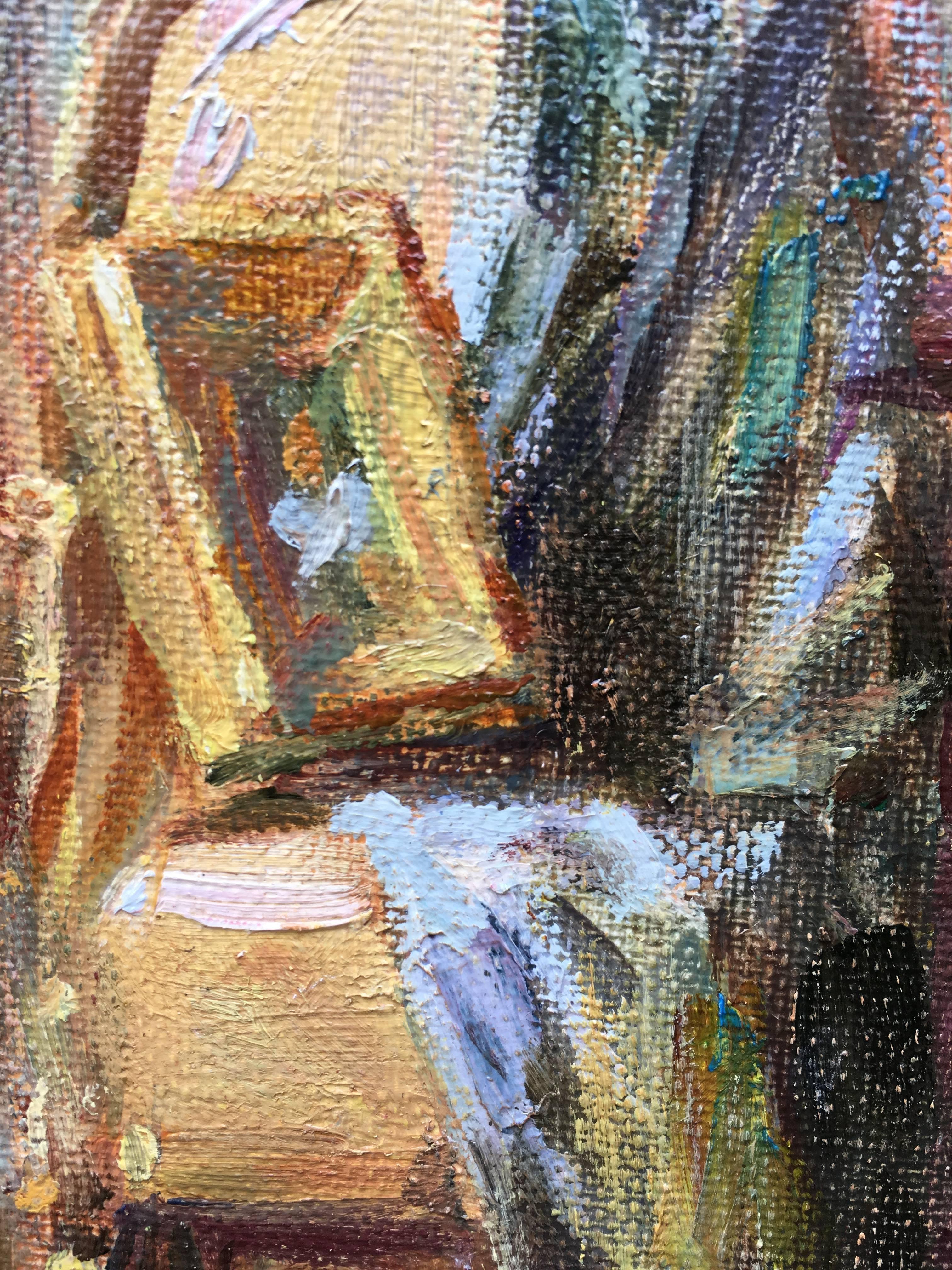 The Artist's Studio Canvas Oil Paining Serguey Marchenko Young Girl In Room - Brown Portrait Painting by Sergey Marchenko