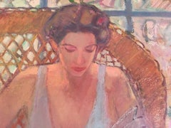 Luminaire arrière avec fleurs. Joan Raset - Figure féminine postmoderne lecture