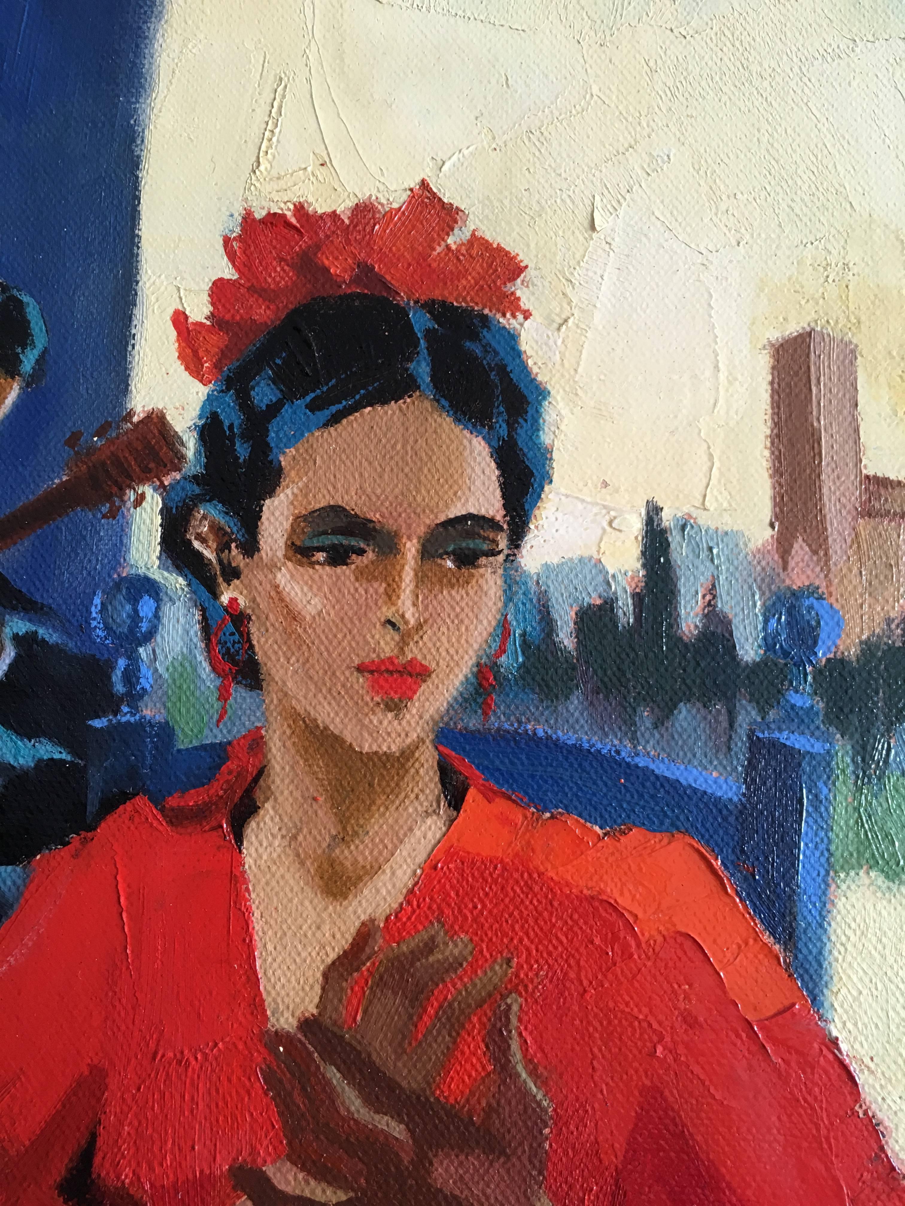 Bulerias, flamenco dance, oil on canvas - Painting by Jori Duran