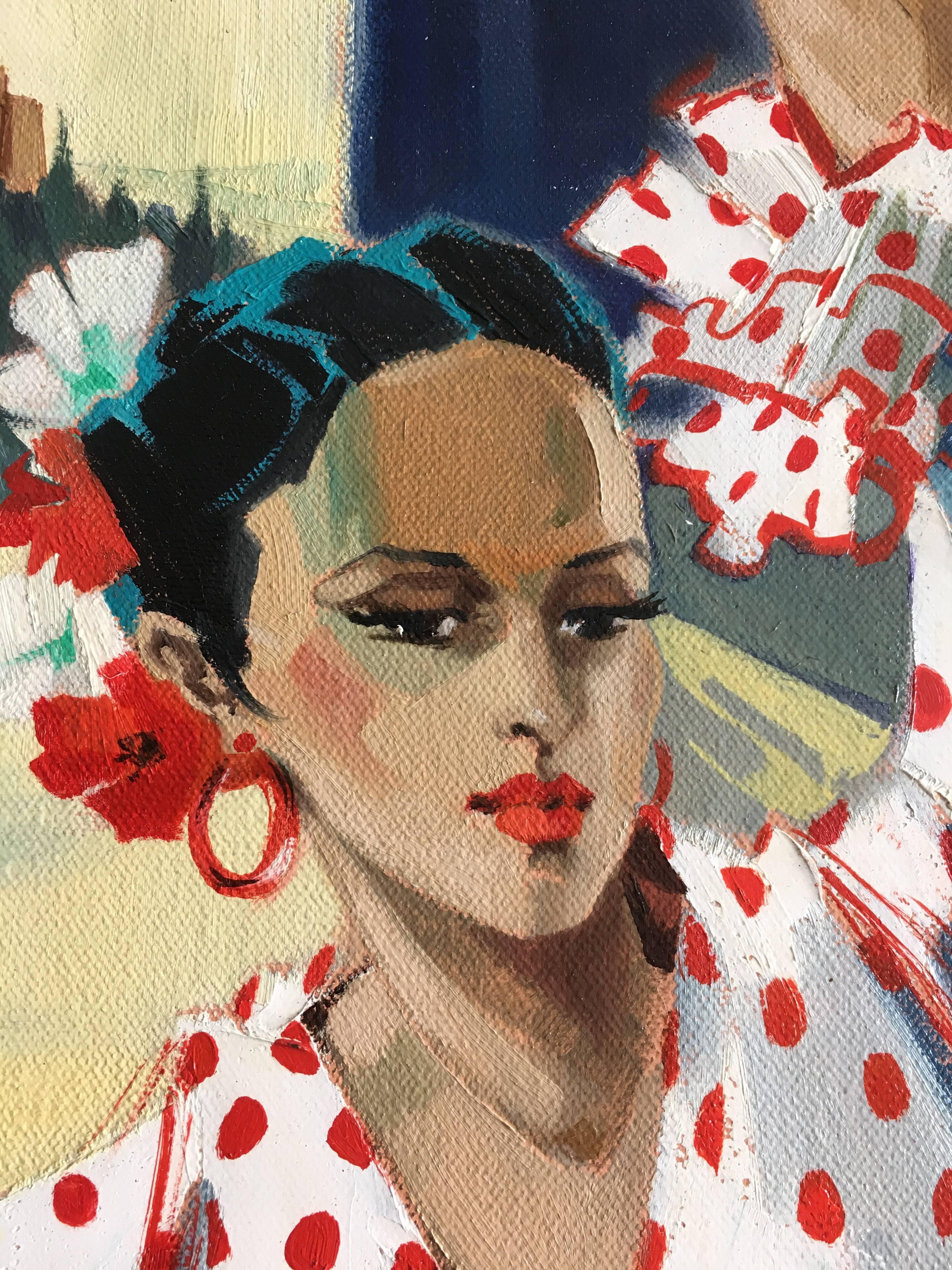 Bulerias, flamenco dance, oil on canvas - Expressionist Painting by Jori Duran