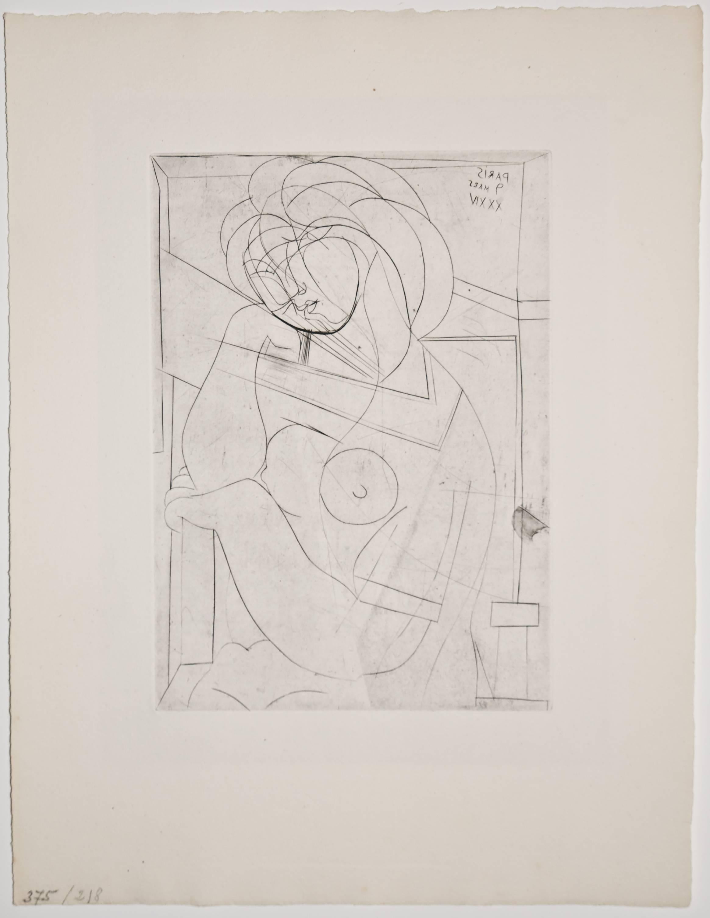 Pablo Picasso Portrait Print - Femme au Fauteuil songeuse, la Joue sur la Main (Bloch 218)