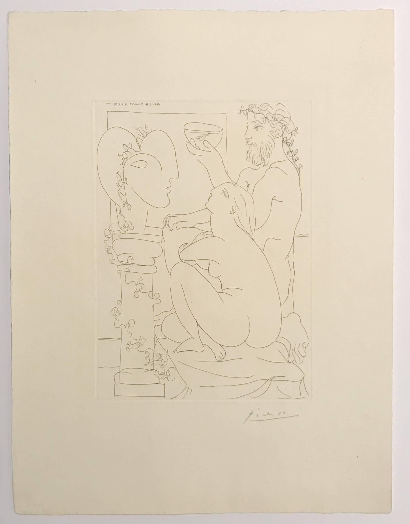 Pablo Picasso Figurative Print - Sculpteur, Modèle, Sculpture et Poisson Rouge (Bloch 152)