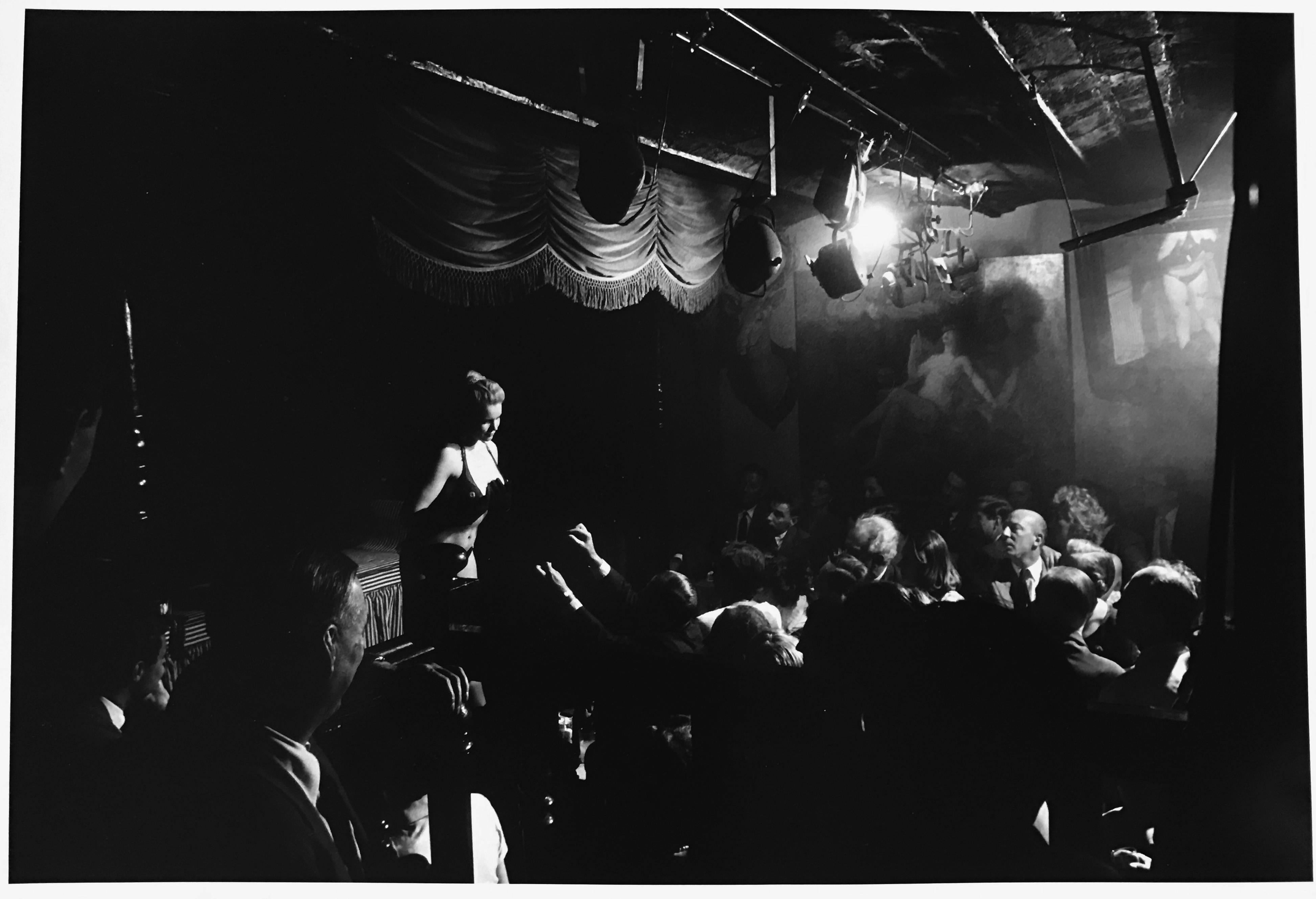 Stripper Crazy Horse, Paris France, Black and White Photography Night Life 1950s