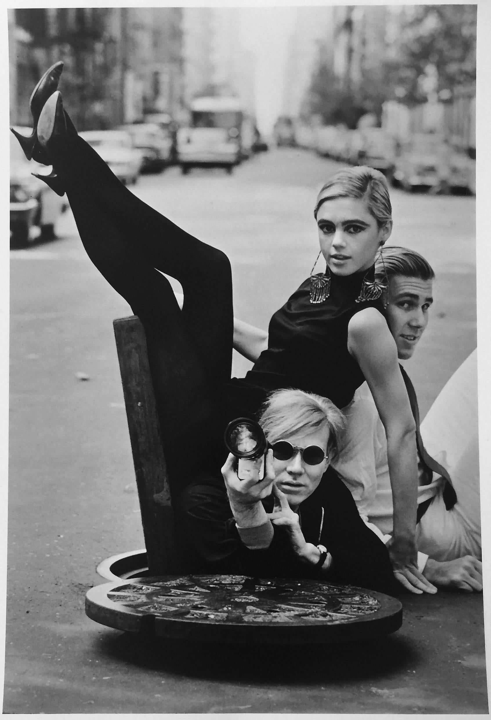 Burt Glinn Black and White Photograph - Andy Warhol, Edie Sedgwick, Chuck Wein, Photograph of Pop Art Superstars 1960s 